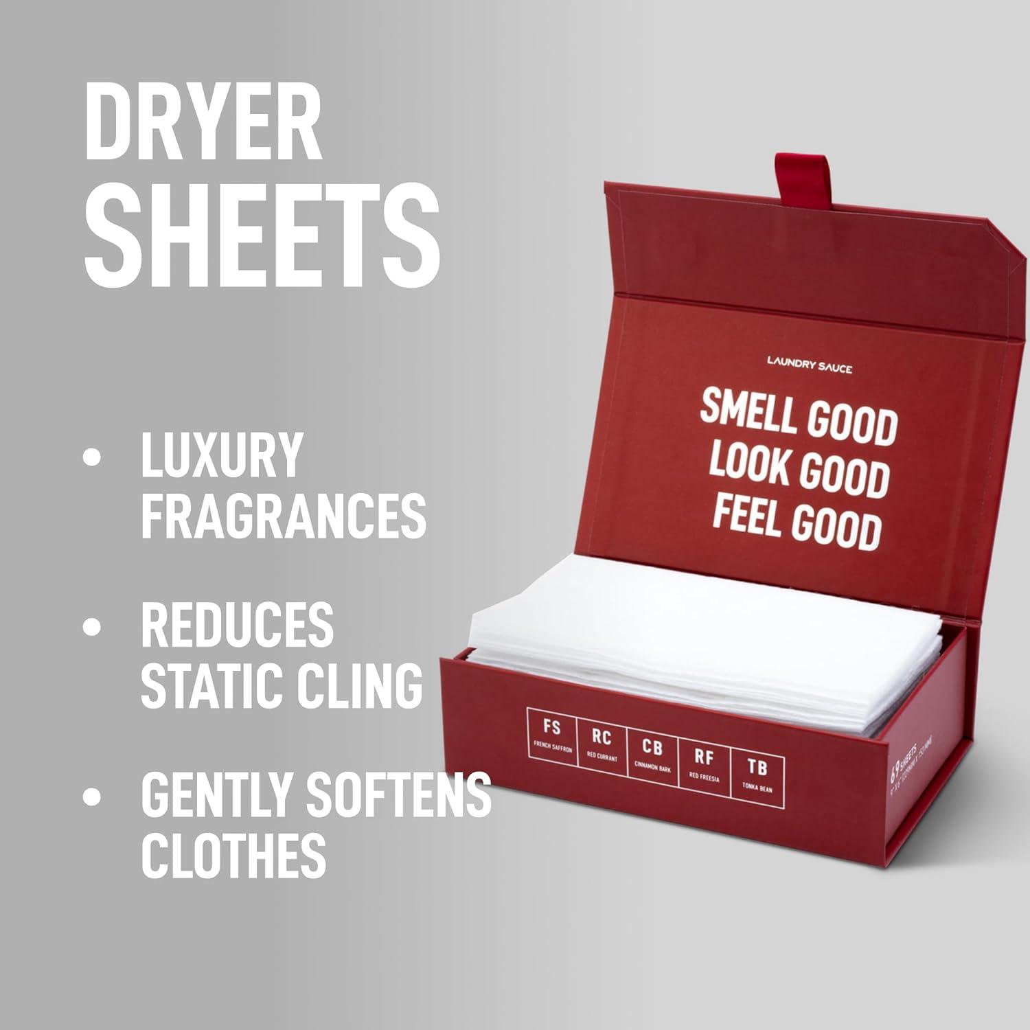 image:imageLaundry Sauce Laundry Dryer Sheets Siberian Pine Luxury Fragrance Contains Essential Oils Softens Fabric Removes Static Cling EcoFriendly Packaging Travel Friendly 69 CountFrench Saffron