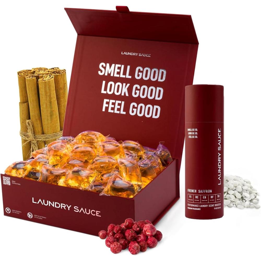 image:imageLaundry Sauce Luxury Scented Laundry Detergent Pods amp Scent Booster Bundle French Saffron Natural Essential Oils EasyToUse Laundry Pods CrueltyFree ParabenFree DyeFree amp HE CompatibleFrench Saffron