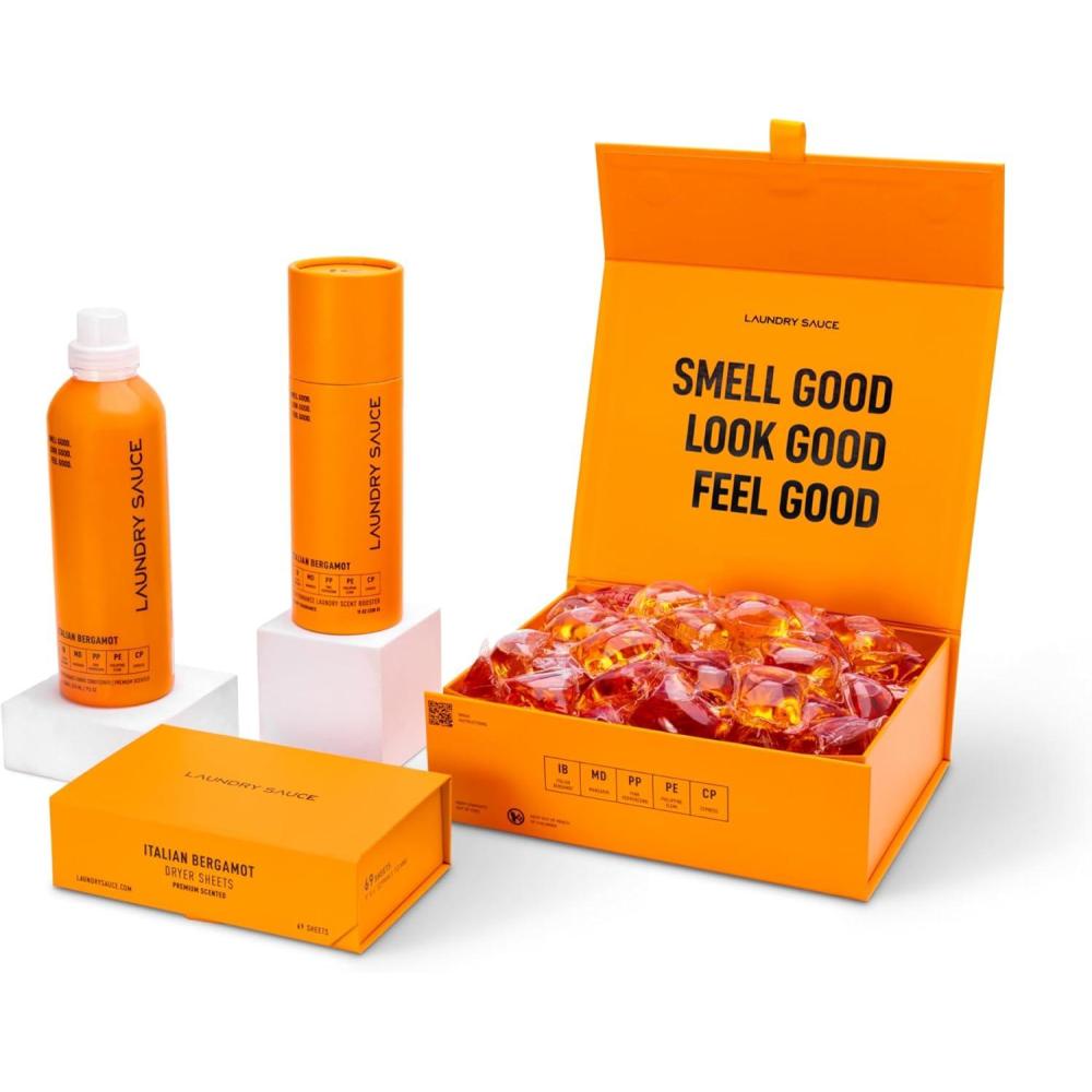 image:imageLaundry Sauce Signature Bundle French Saffron Scented Laundry Detergent Pods amp Scent Booster Fabric Softener Dryer Sheets Fabric Protection Essential Oils Long Lasting Luxury FragranceItalian Bergamot