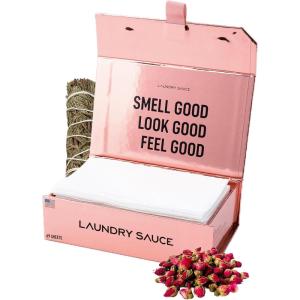 image:imageLaundry Sauce  Laundry Dryer Sheets Egyptian Rose Luxury Fragrance Contains Essential Oils Softens Fabric Removes Static Cling EcoFriendly Packaging Travel Friendly 69 Count